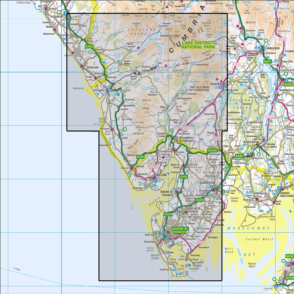 Outdoor Map Navigator image showing the area of the 1:25,000 scale Ordnance Survey Explorer map OL6 English Lakes - South-western area