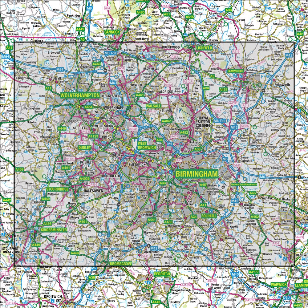 Outdoor Map Navigator image showing the area of the 1:50,000 scale Ordnance Survey Landranger map 139 Birmingham & Wolverhampton including The Black Country